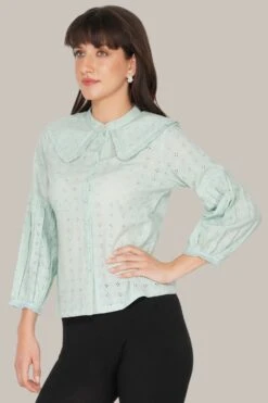Jerri Cotton Broderie Shirt In Pastel Green -Lace & Beads 11 d7ea1fd8 4838 4aee 8515 218b92088e01