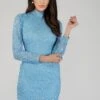 Mady Long Sleeve Sequin Mini Dress In Light Blue -Lace & Beads 12 16 Copy