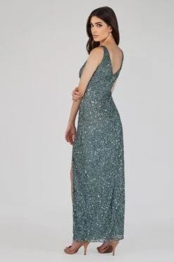 Greyson Teal Sequin Maxi Dress -Lace & Beads 12 23 Copy