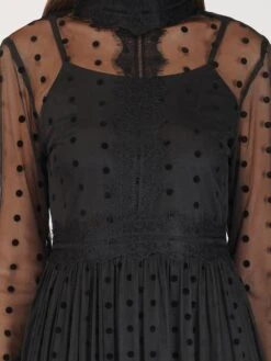 Roman Lola Polka Dot Midi Dress In Black -Lace & Beads 12 5 04d4ad39 c60a 4e17 8884 81f0aa7433ea