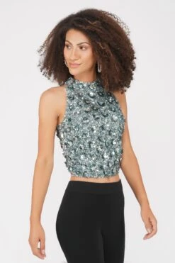 Gui Beaded Top In Teal -Lace & Beads 17 2