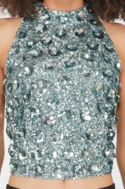 Gui Beaded Top In Teal -Lace & Beads 17 4