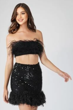 Xara Black Feather Top -Lace & Beads 1 11 Copy