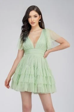 Madison Sage Green Tulle Mini Dress -Lace & Beads 1 11 Copy2