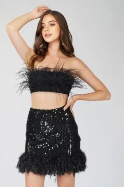 Xara Black Feather Top -Lace & Beads 1 16 Copy
