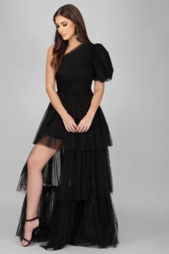 Rowena One Shoulder Tulle Gown In Black -Lace & Beads 1 19 Copy 1f0c7539 0c69 4ff1 8354 a1e7a1d4ffcc