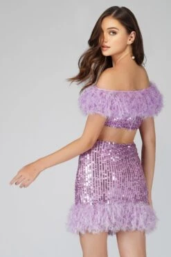 Zuri Sequin Lilac Feather Skirt -Lace & Beads 1 2 Copy 07890585 4e1f 4b94 862d e034fb80e7f6