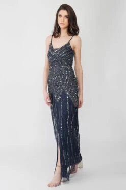 Jolie Embellished Maxi Dress In Navy Blue -Lace & Beads 1 48 Copy