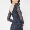 Brooklyn Navy Blue Long Sleeve Sequin Mini Dress -Lace & Beads 1 5