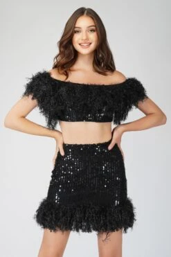 Zuri Sequin Black Feather Top -Lace & Beads 1 7 Copy d160e25f 6688 4fd1 8af2 8579fe3f5f3b