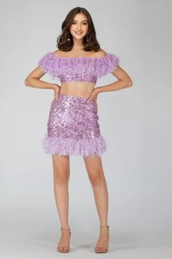 Zuri Sequin Lilac Purple Feather Top -Lace & Beads 1 9 Copy