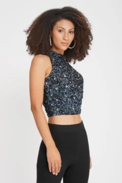 Gui Picasso Black Sequin Top -Lace & Beads 21 2