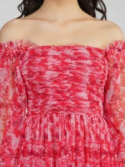 Lana Red Printed Tulle Dress -Lace & Beads 21 5 18ac96e3 ade7 4e8d a229 b57419414245