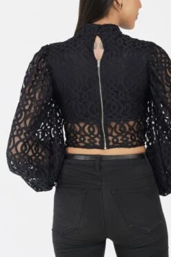 Marlee Lace Top In Navy Black -Lace & Beads 27