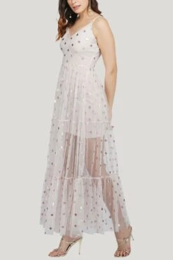 Poppy Mesh Midi Dress In Pink -Lace & Beads 28 2ed44e84 fa89 4ab6 b18a f0f6213bca4d