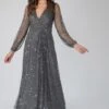 Miya Long Sleeve Grey Bridesmaid Dress -Lace & Beads 2 15 Copy