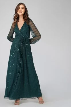 Miya Long Sleeve Green Bridesmaid Dress
