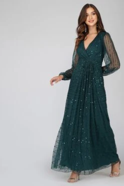 Miya Long Sleeve Green Bridesmaid Dress 9 Miya Long Sleeve Green Bridesmaid Dress -Lace & Beads 2 19 Copy