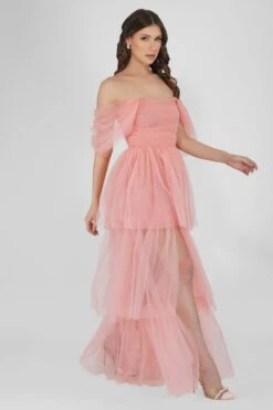 Sydney Tulle Maxi Dress In Coral Pink -Lace & Beads 2 1 90f1ce5a b025 4644 ab38 974366b6b13b