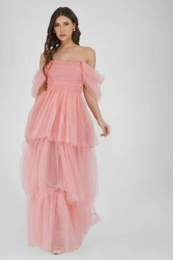 Sydney Tulle Maxi Dress In Coral Pink -Lace & Beads 2 2 18939837 2cbf 45ab 9240 f24cc924bb41