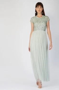 Picasso Short Sleeve Sage Green Embellished Dress -Lace & Beads 3 2 6ddc1880 35f2 4c55 bc4d c94a5ab17cda