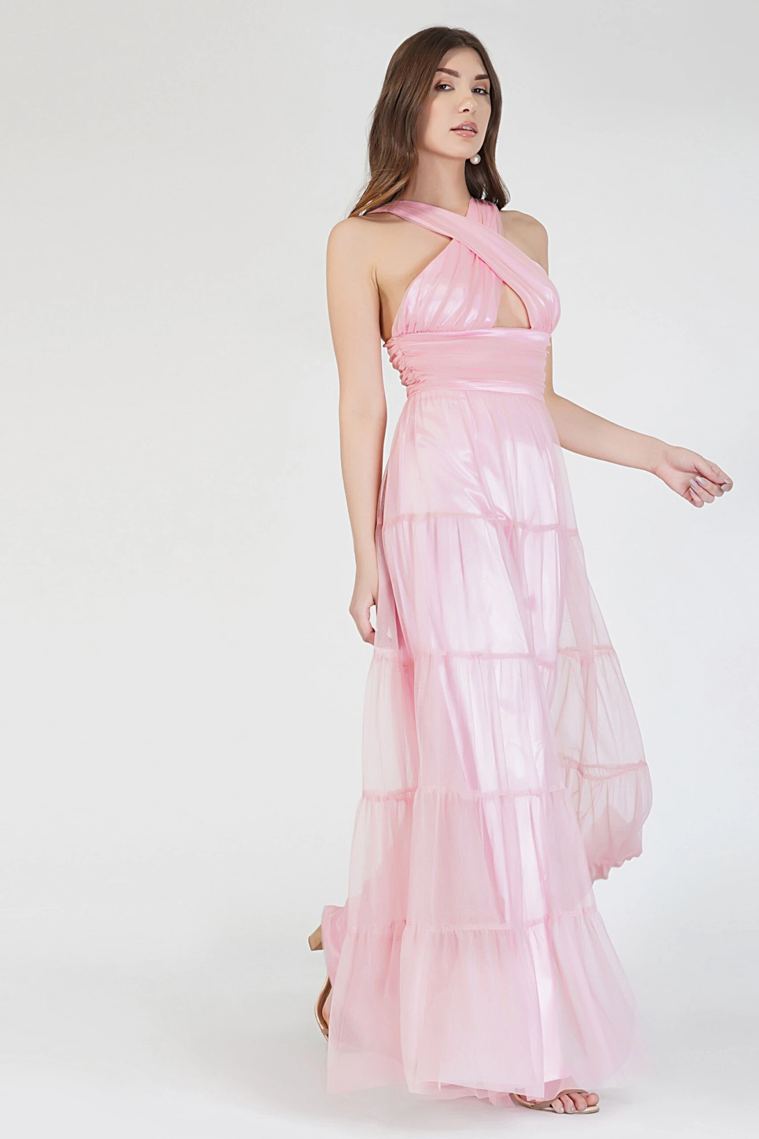 Dreamy Pink Crisscross Front Maxi Dress 4 Dreamy Pink Crisscross Front Maxi Dress - Image 2