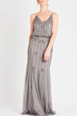 Keeva Grey Bridesmaid Maxi Dress -Lace & Beads 4