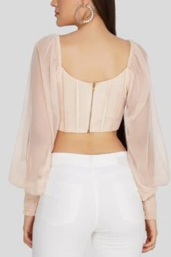 Luca Champagne Long Sleeve Corset Top -Lace & Beads 4 45f609e1 24e0 45a6 94ab 38d1e7511441