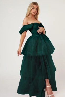 Sydney Off Shoulder Tulle Maxi Dress In Emerald Green -Lace & Beads 4 708aac5d 51a4 482c bcca 1598800fe537