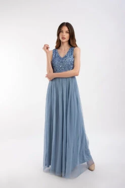 Picasso V Embellished Blue Bridesmaid Dress -Lace & Beads 5 6 Copy