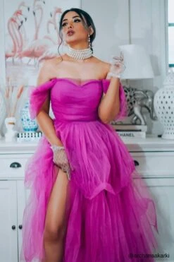 Sydney Off Shoulder Tulle Maxi Dress In Vivid Purple 7 Sydney Off Shoulder Tulle Maxi Dress In Vivid Purple -Lace & Beads 8 456b2f6b 7dac 4746 a36a 91d63210e59b