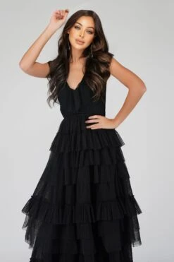 Alexandra Black Tulle Maxi Dress -Lace & Beads ALexandraBlack 5