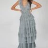 Alexandra Blue Tulle Maxi Dress -Lace & Beads Alexandrablue 2 size