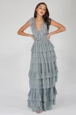 Alexandra Blue Tulle Maxi Dress