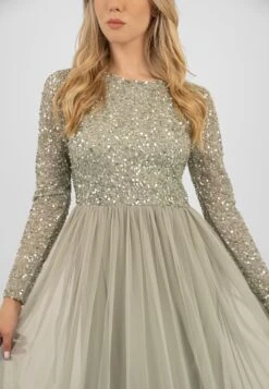 Belle Sage Green Long Sleeve Bridesmaid Dress -Lace & Beads BelleMaxiDressinSage 5