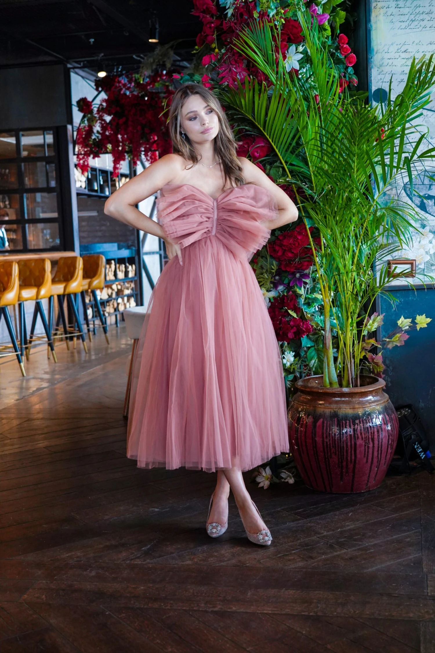 Butterfly Mauve Tulle Midi Dress 5 Butterfly Mauve Tulle Midi Dress - Image 3