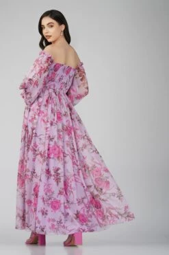 Lana Chiffon Printed Dress In Lavender -Lace & Beads ChiffonStyles 6