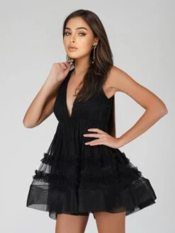 Ivy Black Tulle Mini Dress -Lace & Beads DecImages 20 Copy