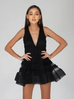 Ivy Black Tulle Mini Dress -Lace & Beads DecImages 5 Copy