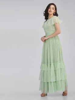 Diva Sage Green Tulle Bridesmaid Dress -Lace & Beads DivaDressSage 3