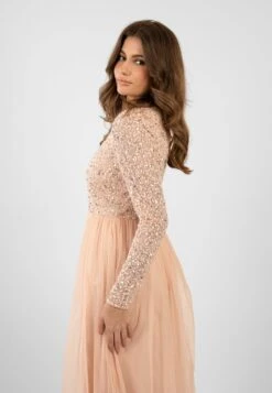 Belle Blush Pink Long Sleeve Bridesmaid Dress -Lace & Beads ElleBlushPink 5