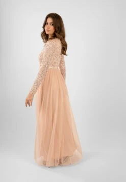 Belle Blush Pink Long Sleeve Bridesmaid Dress -Lace & Beads ElleBlushPink 6
