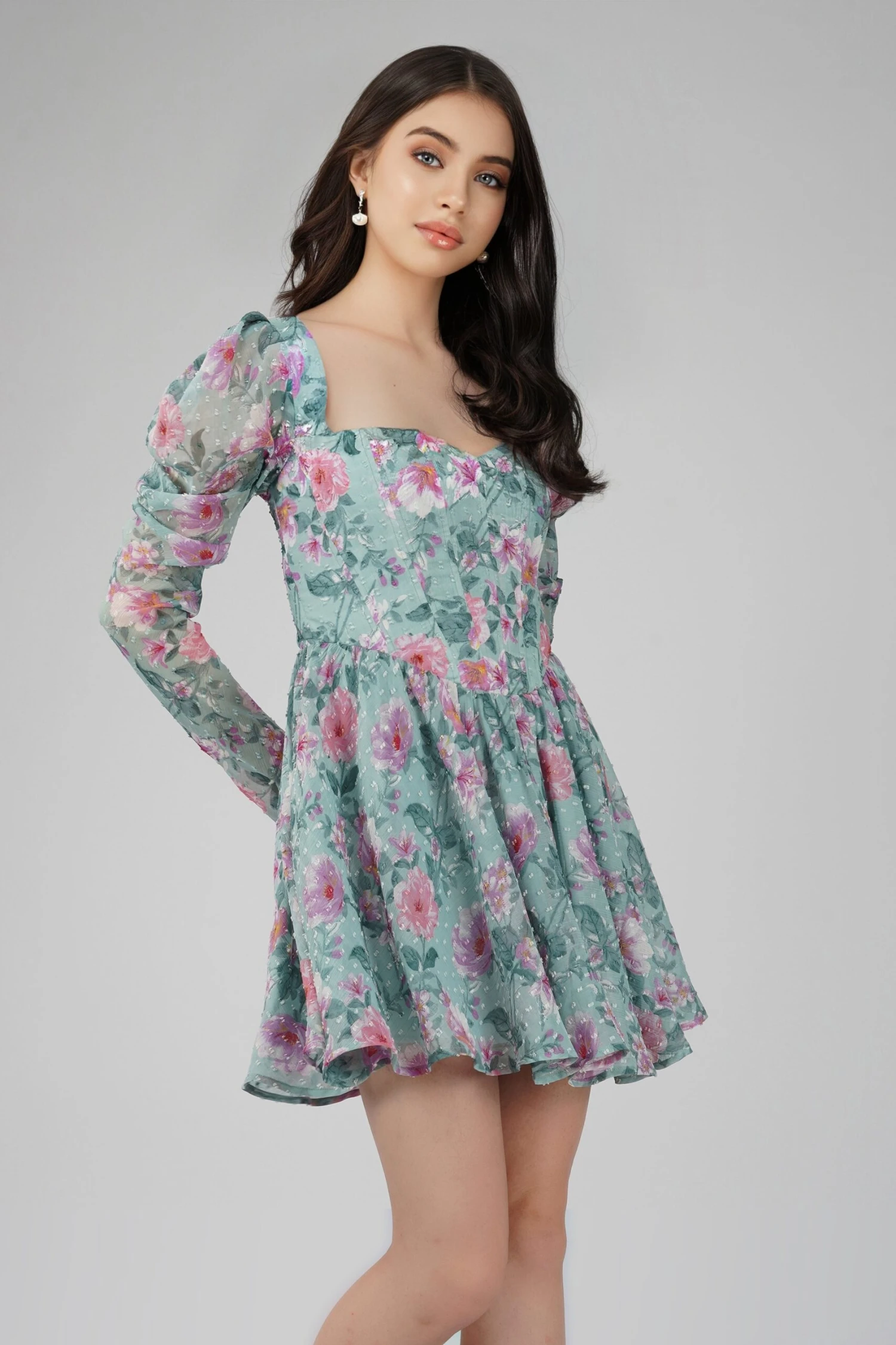 Bone Green Floral Corset Dress 7 Bone Green Floral Corset Dress - Image 5