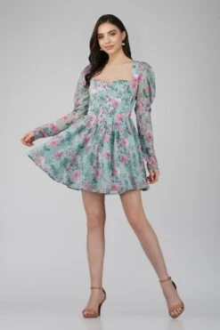 Bone Green Floral Corset Dress 9 Bone Green Floral Corset Dress -Lace & Beads FairyTaleDresses 14