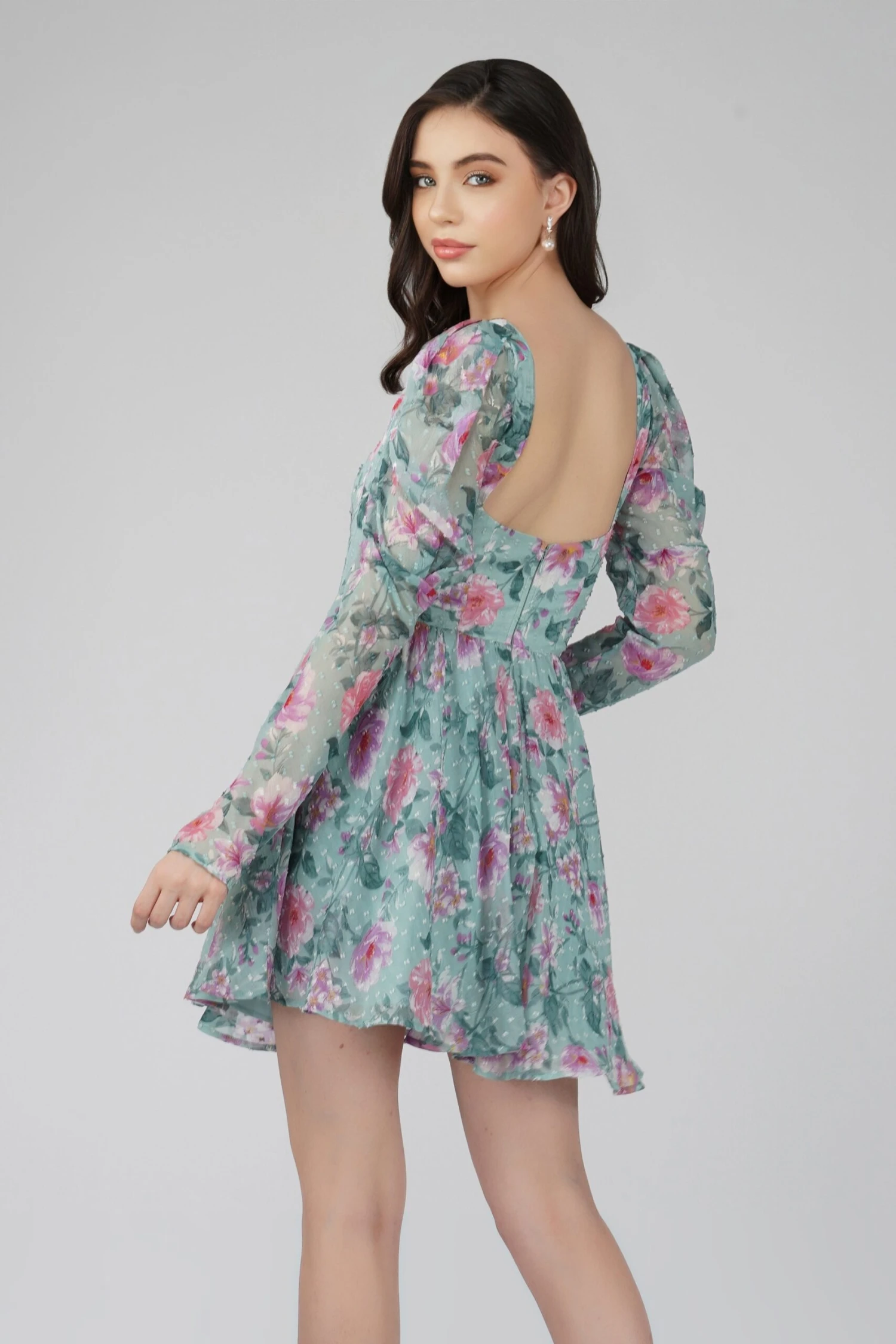 Bone Green Floral Corset Dress 4 Bone Green Floral Corset Dress - Image 2