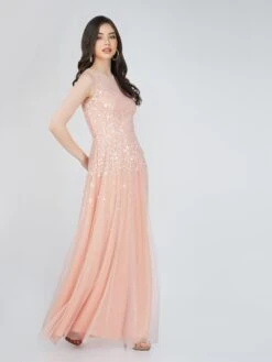 Lilith Floral Embellished Maxi Dress In Blush Pink -Lace & Beads FairyTaleDresses 23