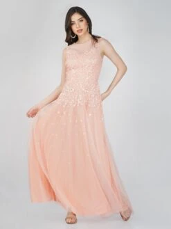 Lilith Floral Embellished Maxi Dress In Blush Pink -Lace & Beads FairyTaleDresses 24