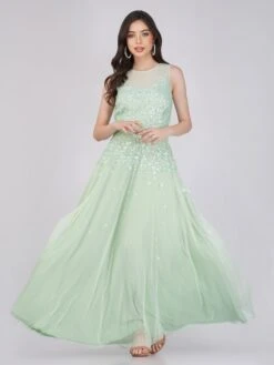 Lilith Floral Embellished Maxi Dress In Mint -Lace & Beads FairyTaleDresses 28