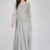 Luciene Long Sleeve Embellished Maxi Dress In Grey -Lace & Beads FairyTaleDresses 37 edited