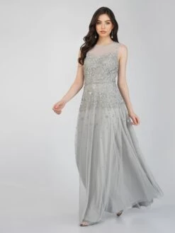 Lilith Floral Embellished Maxi Dress In Grey 11 Lilith Floral Embellished Maxi Dress In Grey -Lace & Beads FairyTaleDresses 43